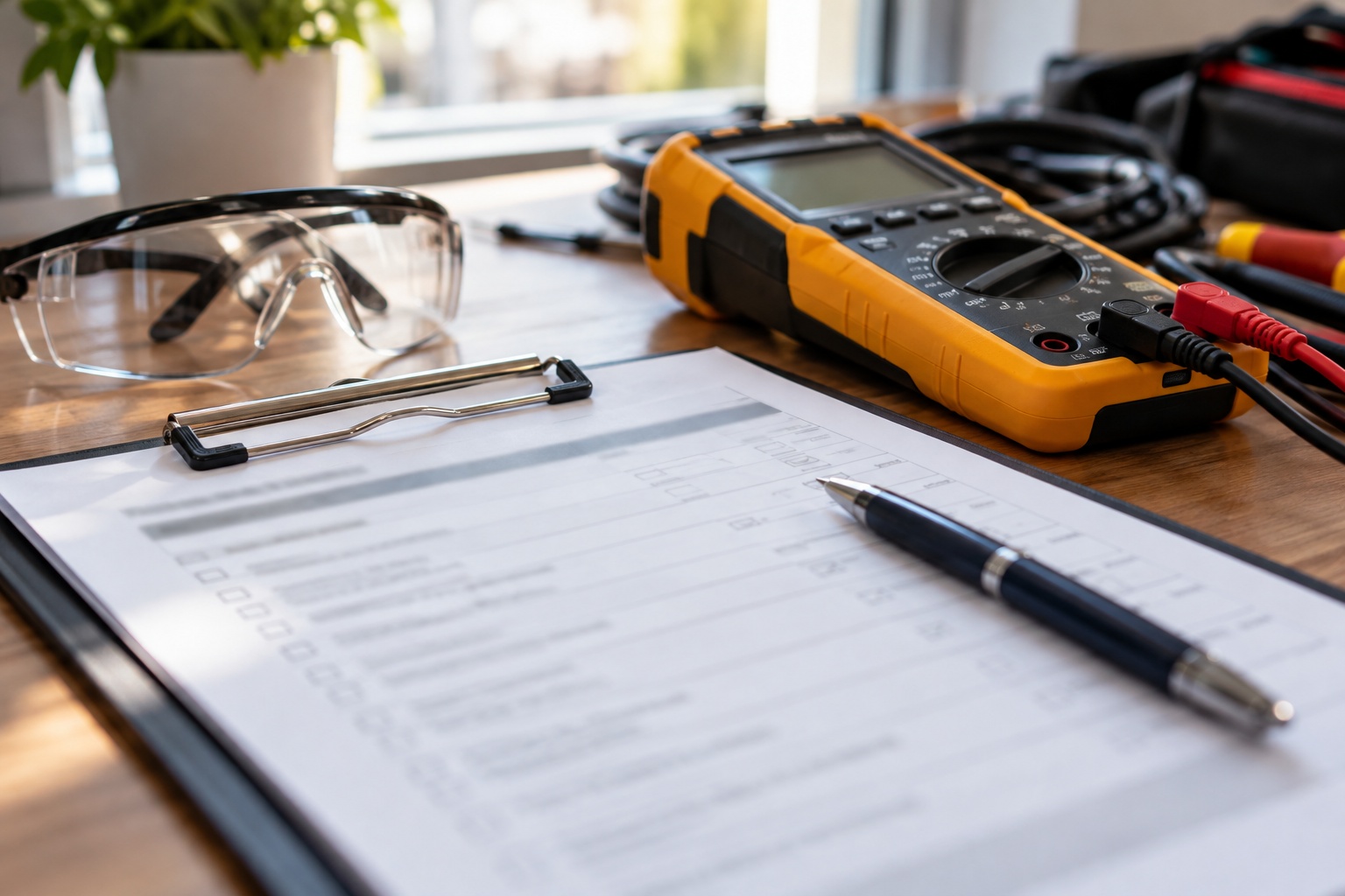 Electrical inspection checklist and multifunction tester